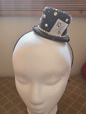 Custom Mad Hatter Black Mini Top Hat Headband - Costume / Burlesque / Wonderland